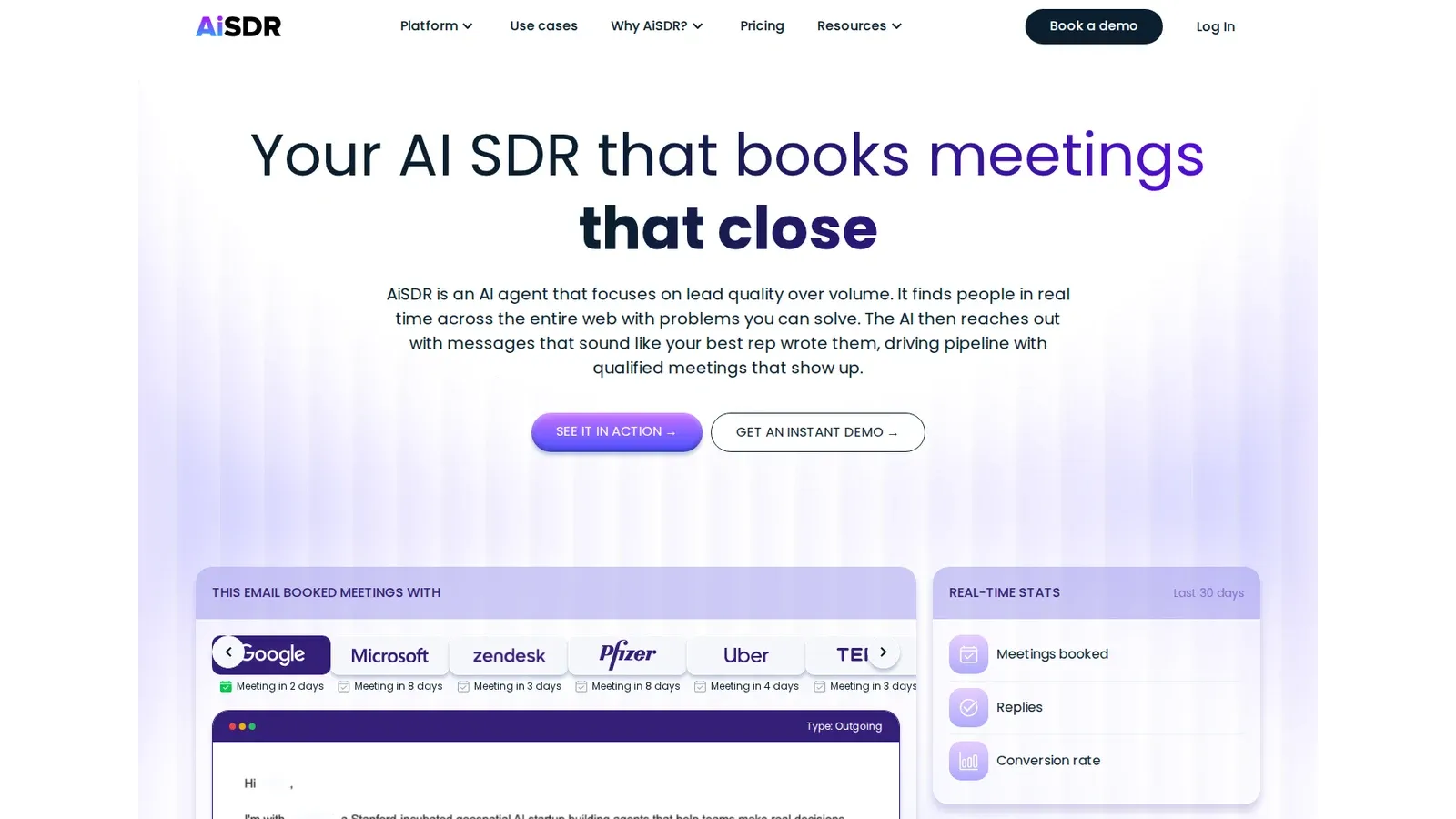 AiSDR product interface