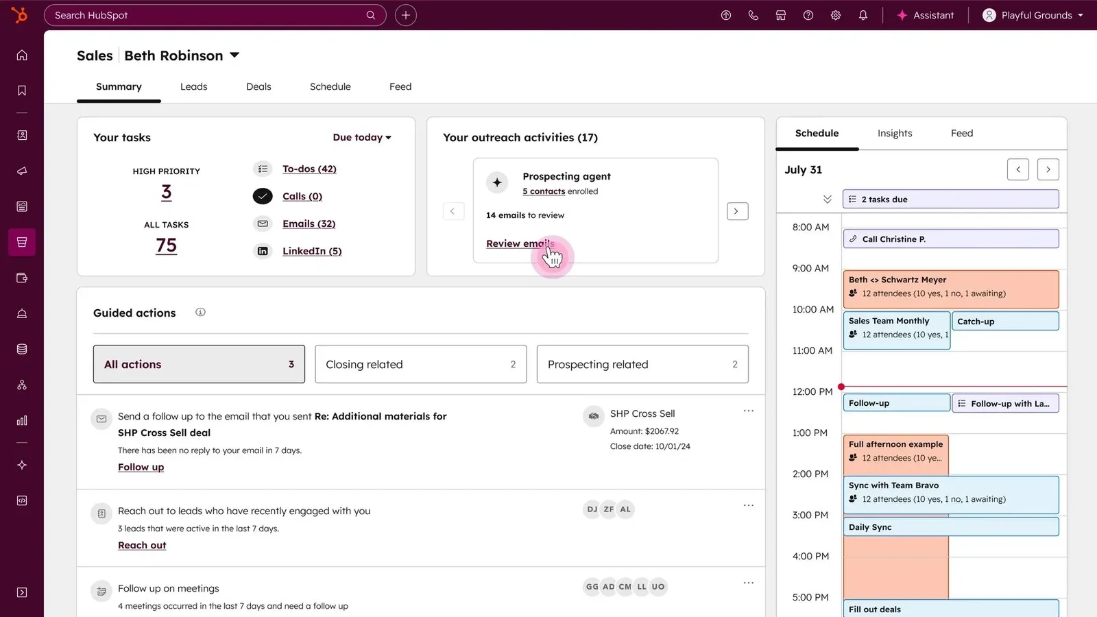 HubSpot Sales Hub product interface